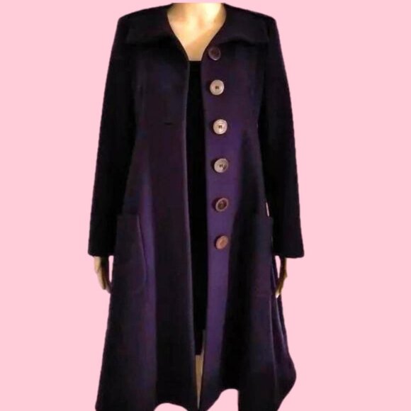 Salvatore Ferragamo Royal Plum Principessa Peacoat Swing Coat - Picture 1 of 14